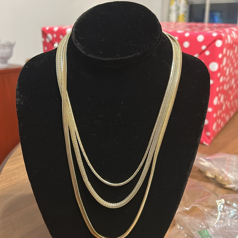 SMB gold & silver 3 necklace & bracelet set. Short necklace 10” & long 12”.